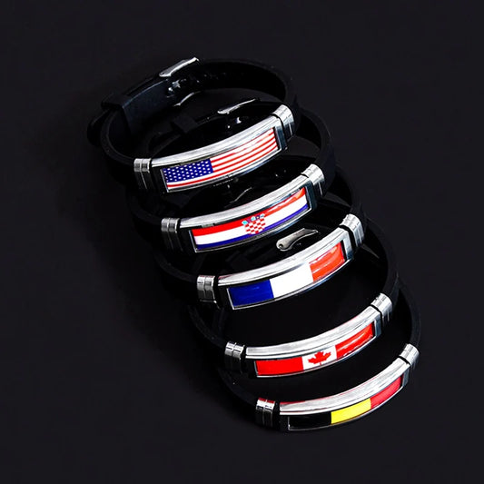 Bracelet de Supporter en Silicone Ajustable – Édition Coupe du Monde 2026 avec Drapeaux Nationaux