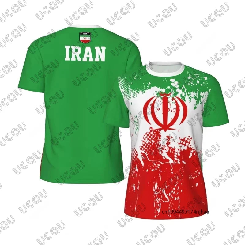 2026 New Iran Flag Print Football Jersey For Men Women T-Shirt Summer Outdoor Breathable Sports Quick Dry Tees Casual Kids Tops