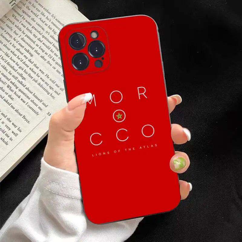 Coque iPhone Drapeau du Maroc en Silicone Souple – Protection Anti-Chocs Ultra-Fine pour Tous Modèles (6 à 14 Pro Max)
