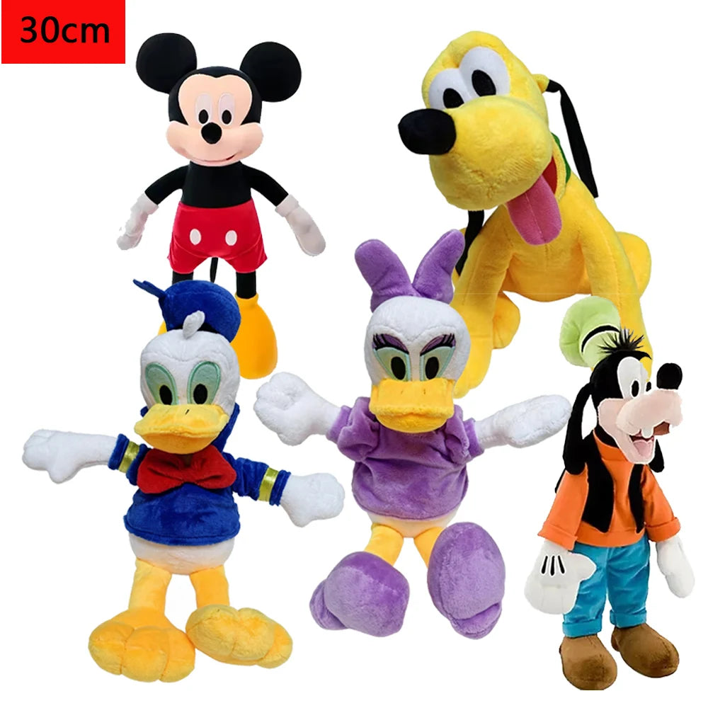 Peluche Disney Officielle Bandai – Mickey, Minnie, Donald & Daisy en Coton Doux, Cadeau d'Anniversaire et Noël (Certifié CE)