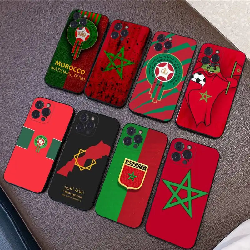 Coque iPhone Drapeau du Maroc en Silicone Souple – Protection Anti-Chocs Ultra-Fine pour Tous Modèles (6 à 14 Pro Max)