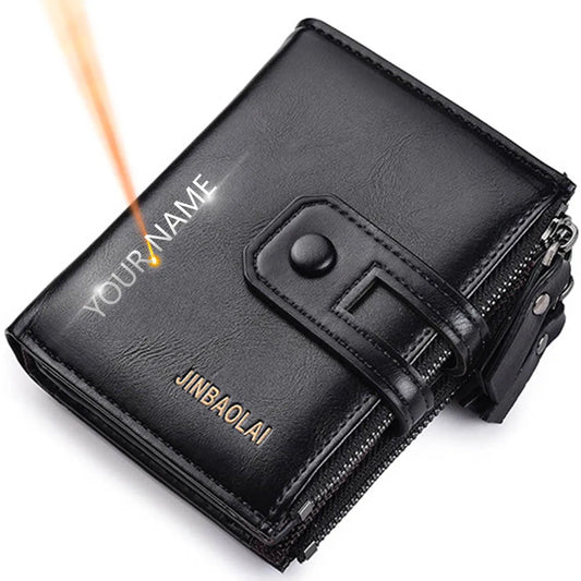 Portefeuille Vintage en Cuir PU pour Homme – Multi-Rangements & Double Fermeture Éclair