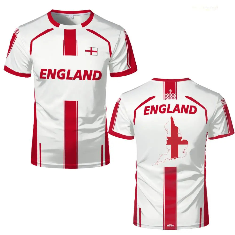 T-shirt Angleterre Coupe du Monde 2026 – Maillot Supporter Respirant Impression 3D (XXS au 6XL)