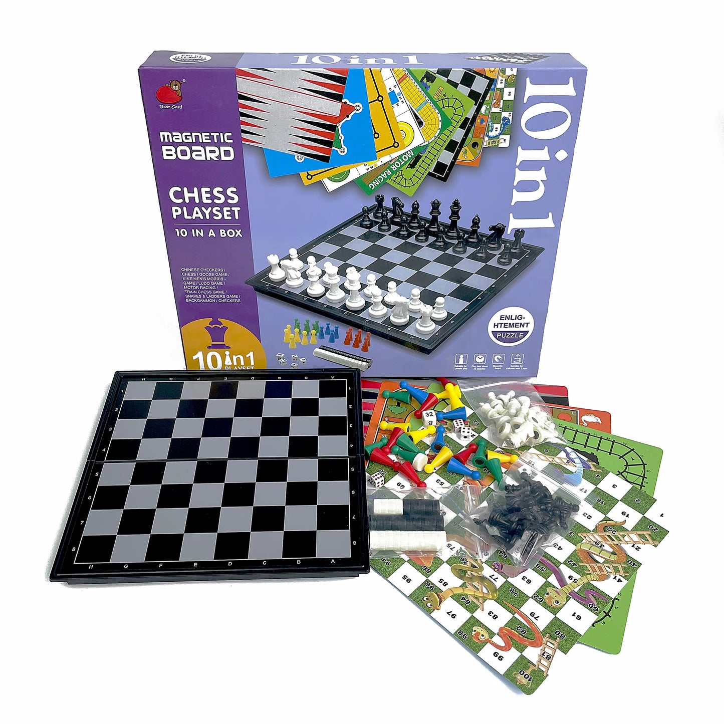 Coffret de Jeux de Société Magnétique 10-en-1 – Plateau Pliable et Portable pour Voyage, Camping et Famille