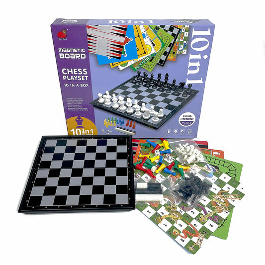 Coffret de Jeux de Société Magnétique 10-en-1 – Plateau Pliable et Portable pour Voyage, Camping et Famille