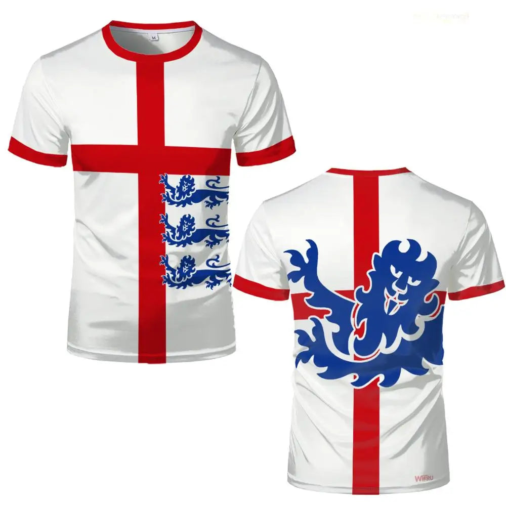 T-shirt Angleterre Coupe du Monde 2026 – Maillot Supporter Respirant Impression 3D (XXS au 6XL)