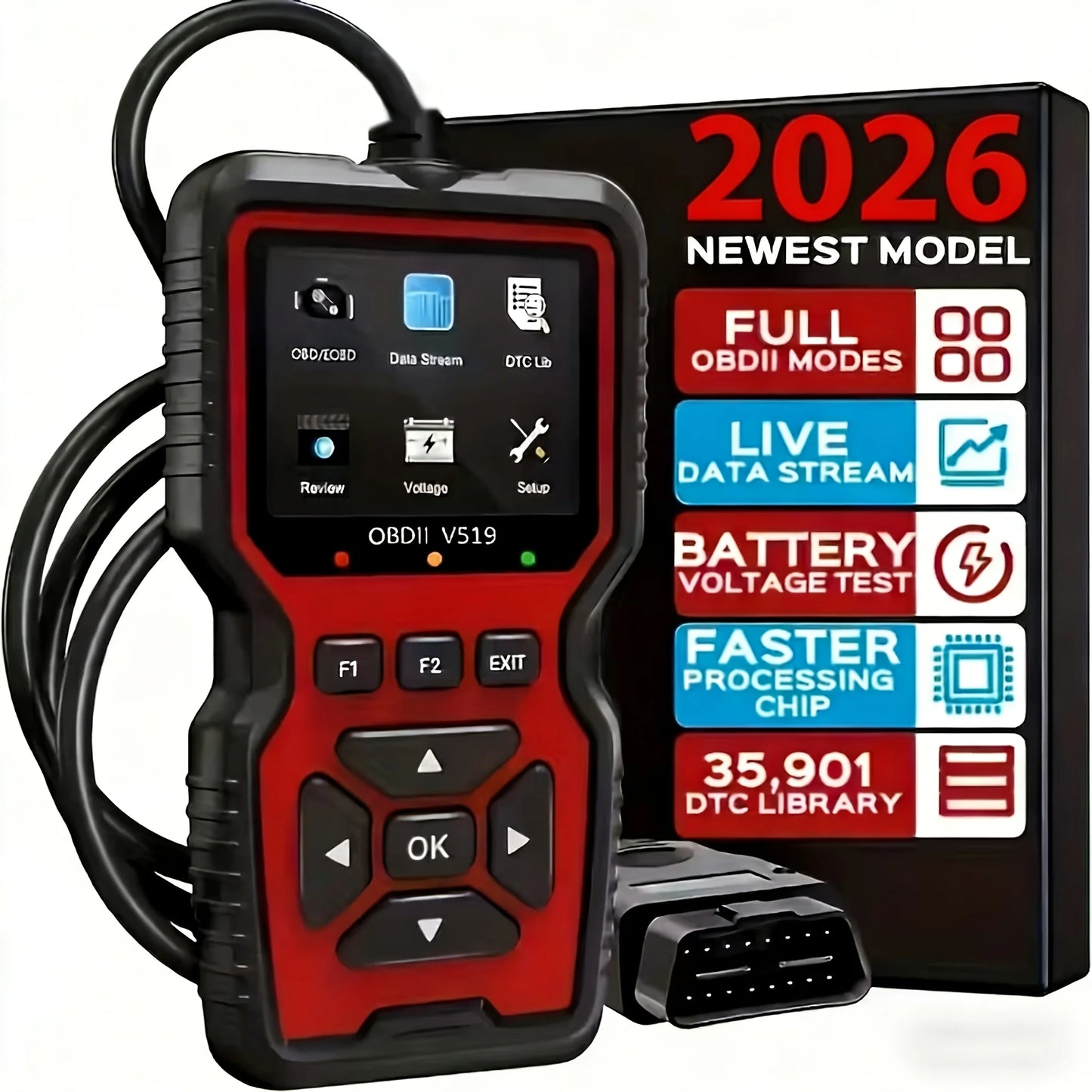 Scanner de Diagnostic Auto OBD2 Professionnel V519 – Lecteur de Code Défaut et Effacement Voyant Moteur