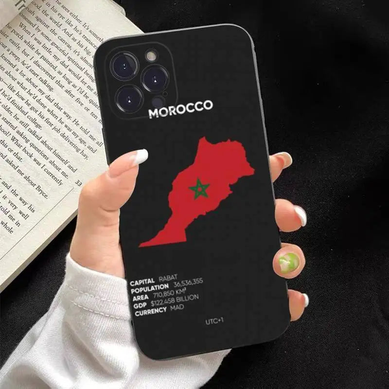 Coque iPhone Drapeau du Maroc en Silicone Souple – Protection Anti-Chocs Ultra-Fine pour Tous Modèles (6 à 14 Pro Max)