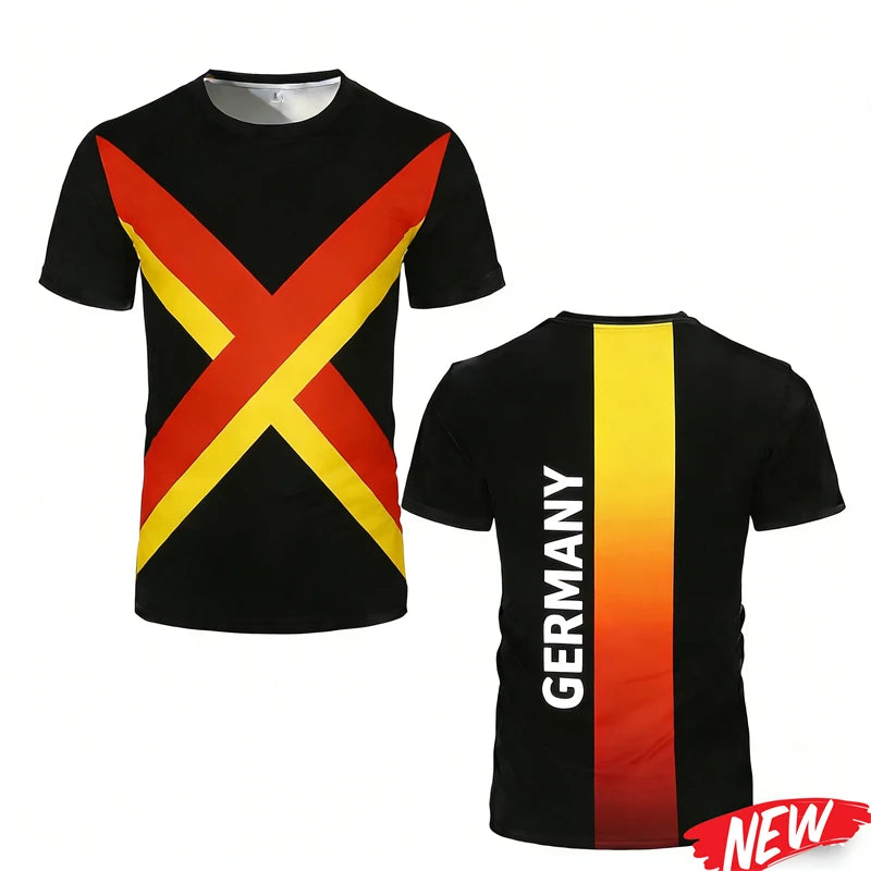 Germany Flag Graphic T Shirt Men Trendy 3D Printed Football sport Jersey Cool Streetwear Short Sleeve Oversized Tee Shirts