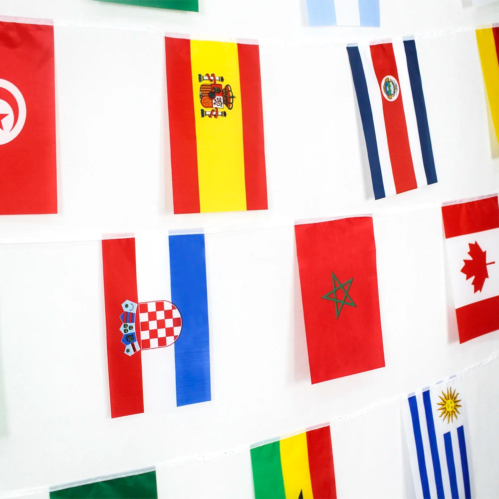 32pcs/set World International String Flag National Banner for Football Game Day Supplies Sport Bar Bunting Decoration