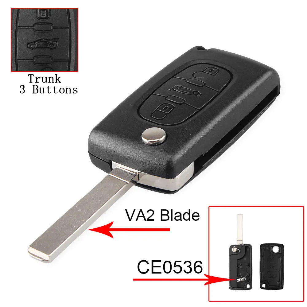 Boîtier de Clé Télécommande pour Peugeot 207, 307, 308, 407 & Citroën C2, C3, C4, C5