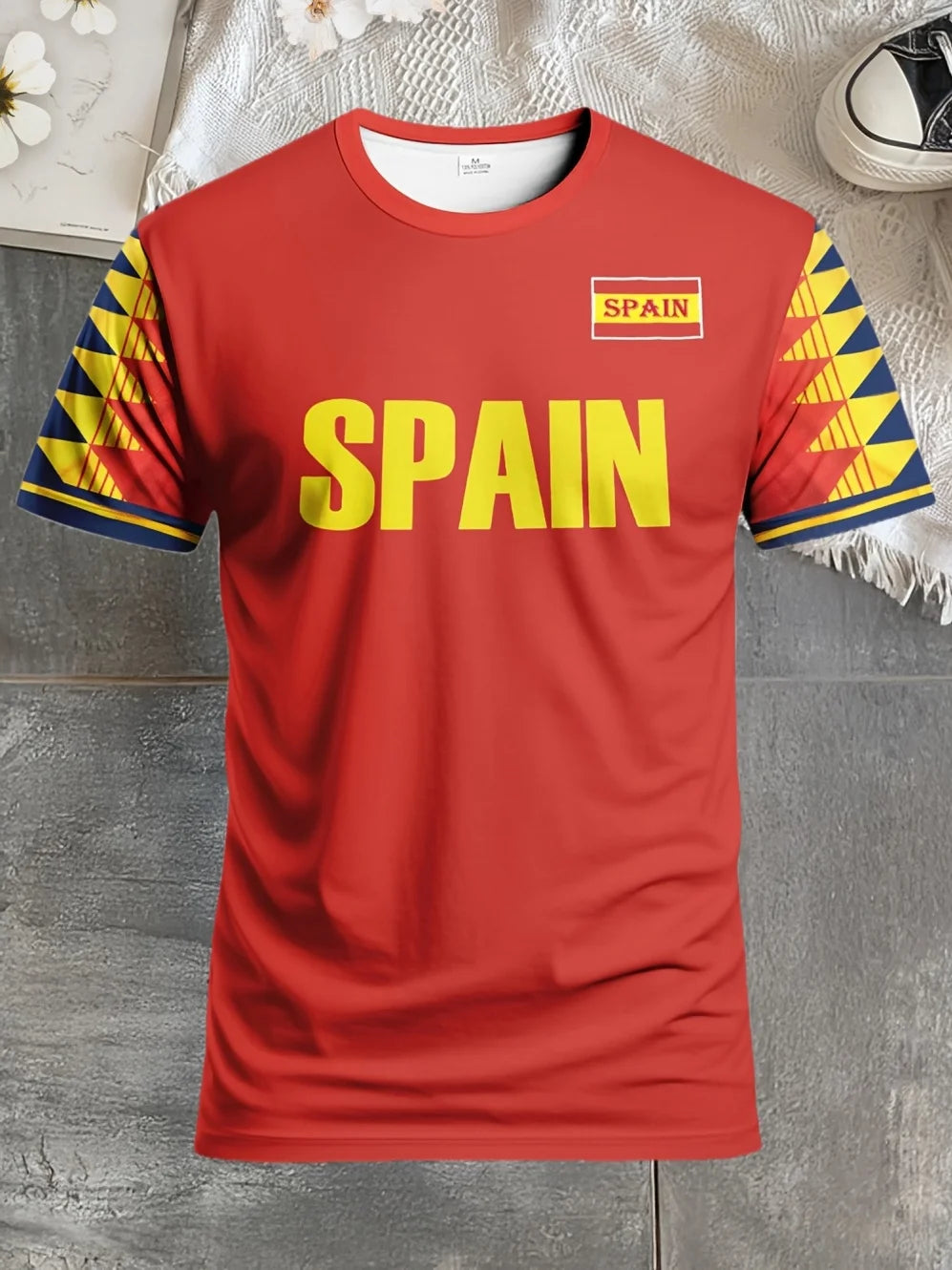 2026 Summer Spain Football Jerseys for Men Classic God Spain Short Sleeve Tees Casual O-Neck Sports Style T-Shirt Man Clothing