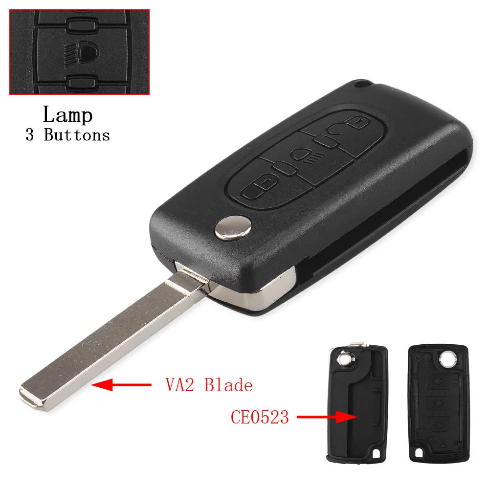 Boîtier de Clé Télécommande pour Peugeot 207, 307, 308, 407 & Citroën C2, C3, C4, C5