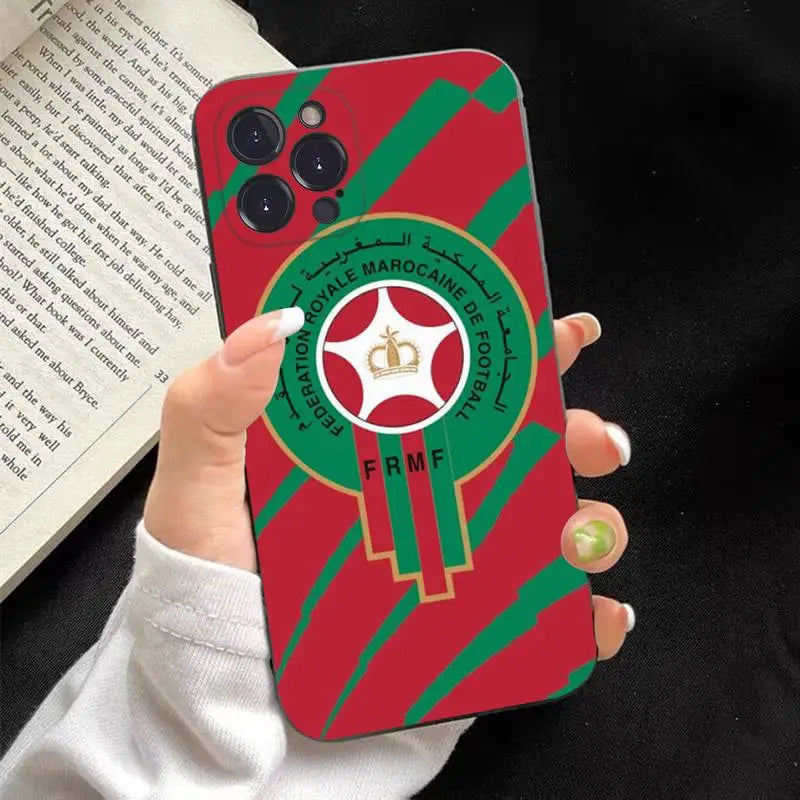 Coque iPhone Drapeau du Maroc en Silicone Souple – Protection Anti-Chocs Ultra-Fine pour Tous Modèles (6 à 14 Pro Max)