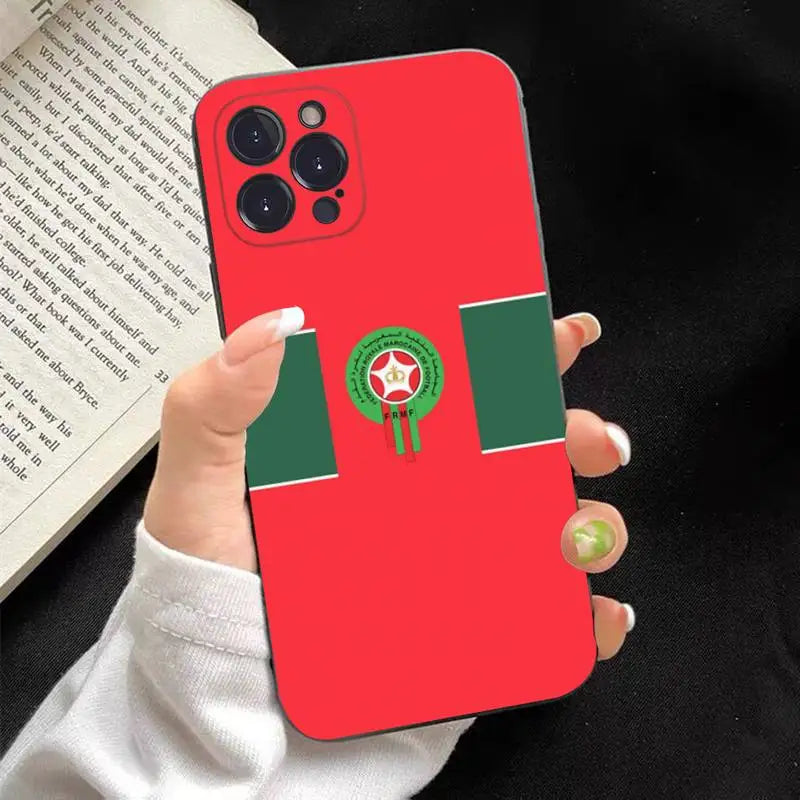 Coque iPhone Drapeau du Maroc en Silicone Souple – Protection Anti-Chocs Ultra-Fine pour Tous Modèles (6 à 14 Pro Max)