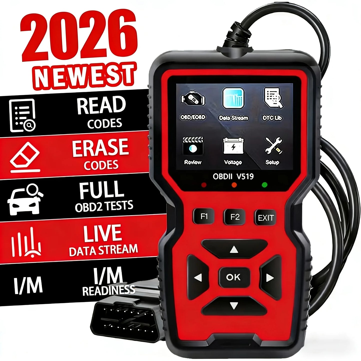 Scanner de Diagnostic Auto OBD2 Professionnel V519 – Lecteur de Code Défaut et Effacement Voyant Moteur