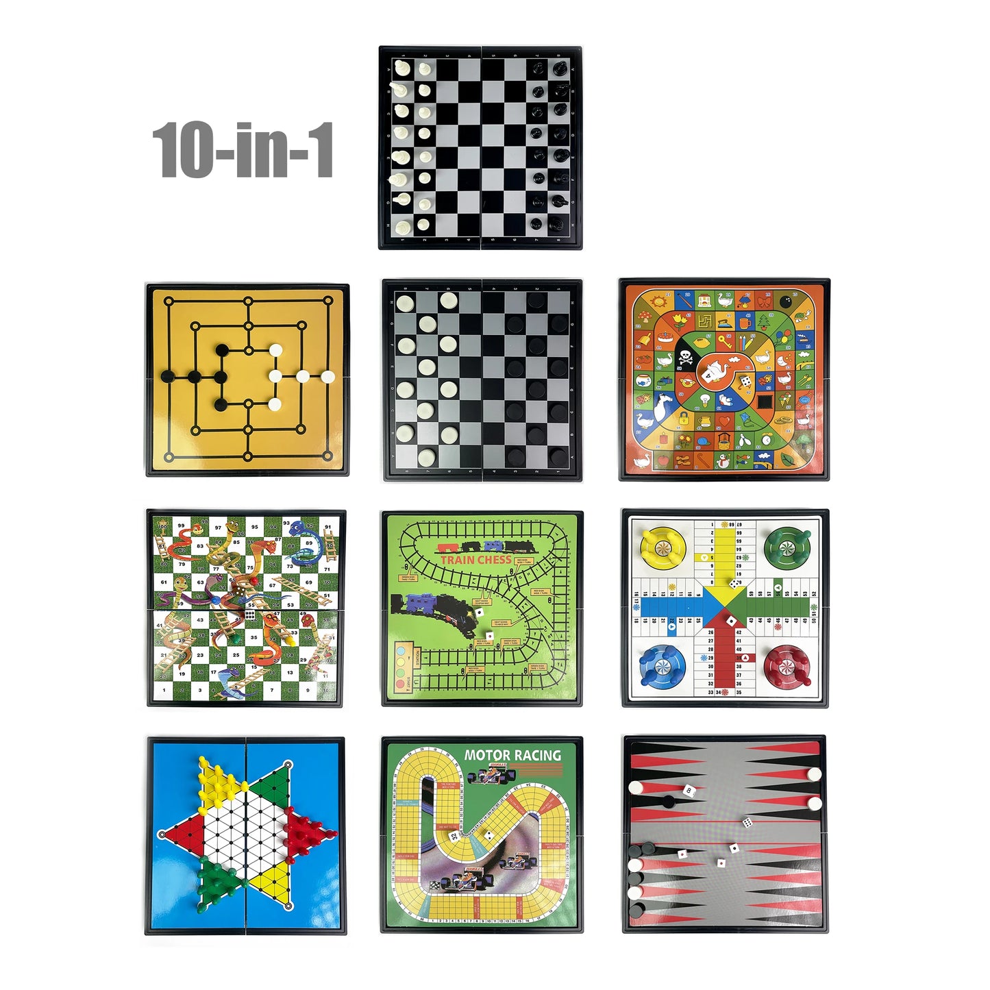 Coffret de Jeux de Société Magnétique 10-en-1 – Plateau Pliable et Portable pour Voyage, Camping et Famille