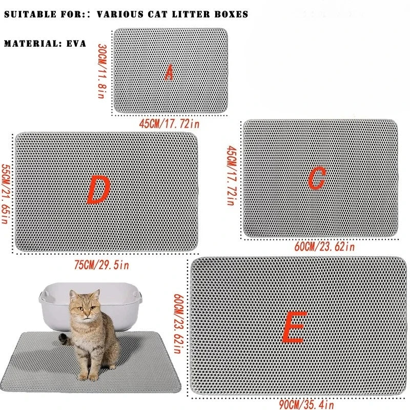 Tapis de Litière pour Chat Double Couche Imperméable – Tapis Récupérateur de Sable Anti-Dérapant et Lavable en EVA