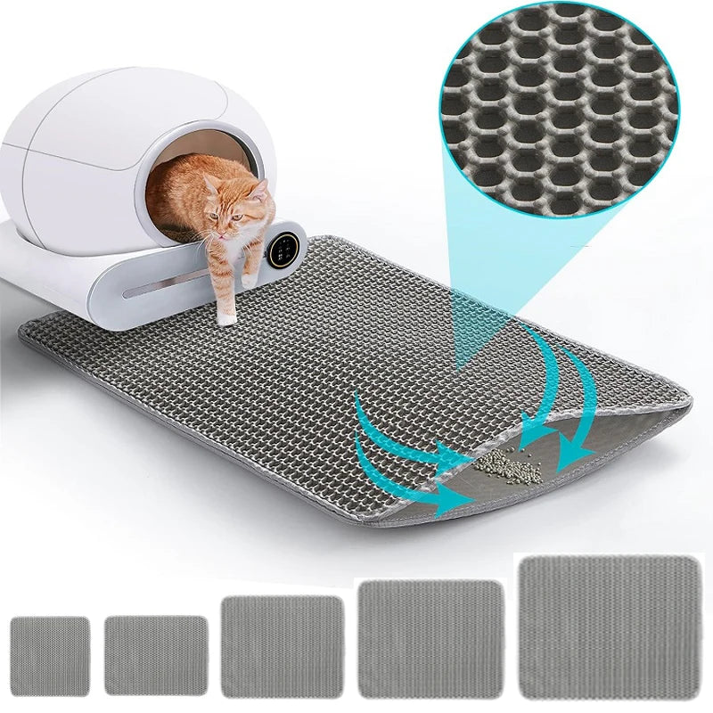 Tapis de Litière pour Chat Double Couche Imperméable – Tapis Récupérateur de Sable Anti-Dérapant et Lavable en EVA