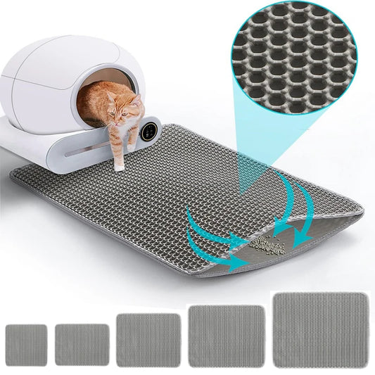 Tapis de Litière pour Chat Double Couche Imperméable – Tapis Récupérateur de Sable Anti-Dérapant et Lavable en EVA