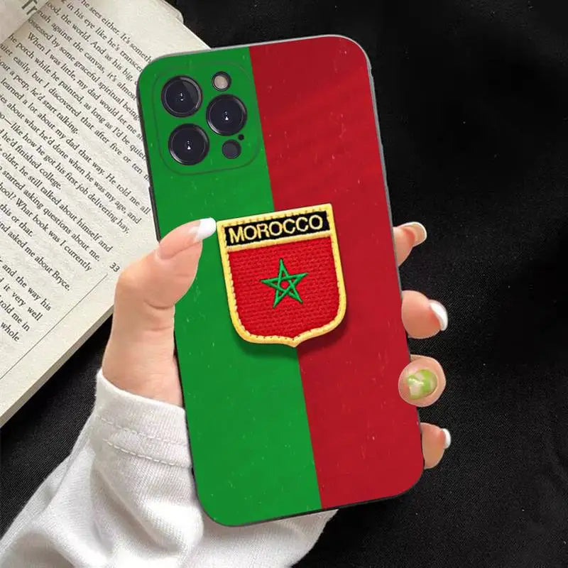 Coque iPhone Drapeau du Maroc en Silicone Souple – Protection Anti-Chocs Ultra-Fine pour Tous Modèles (6 à 14 Pro Max)