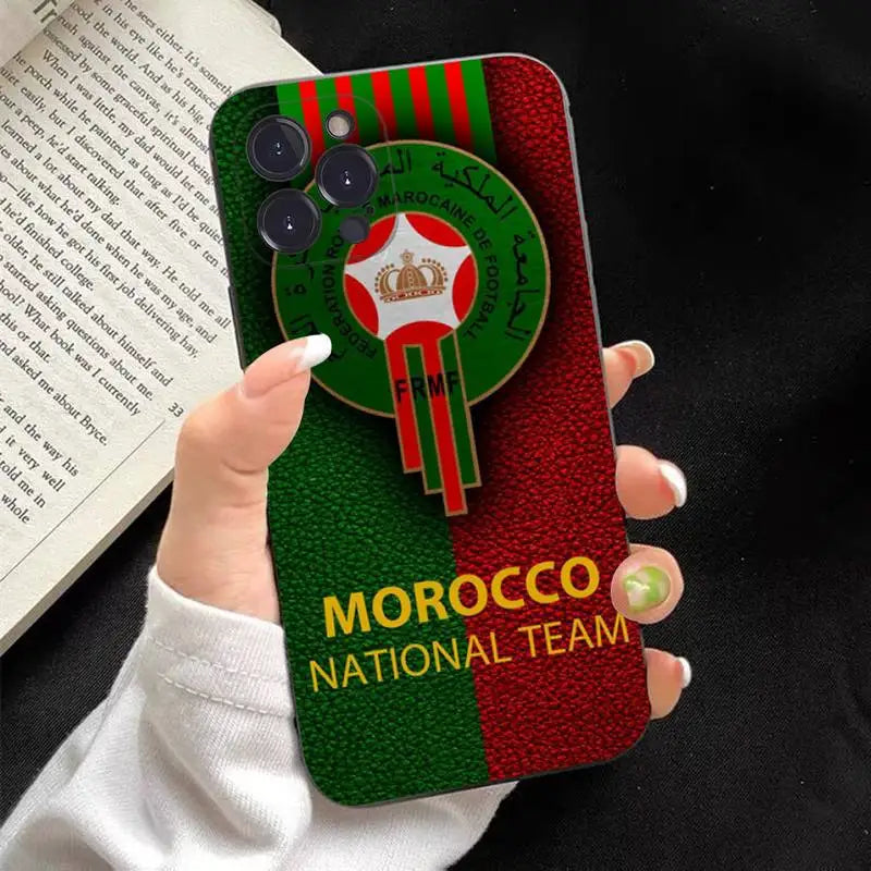 Coque iPhone Drapeau du Maroc en Silicone Souple – Protection Anti-Chocs Ultra-Fine pour Tous Modèles (6 à 14 Pro Max)