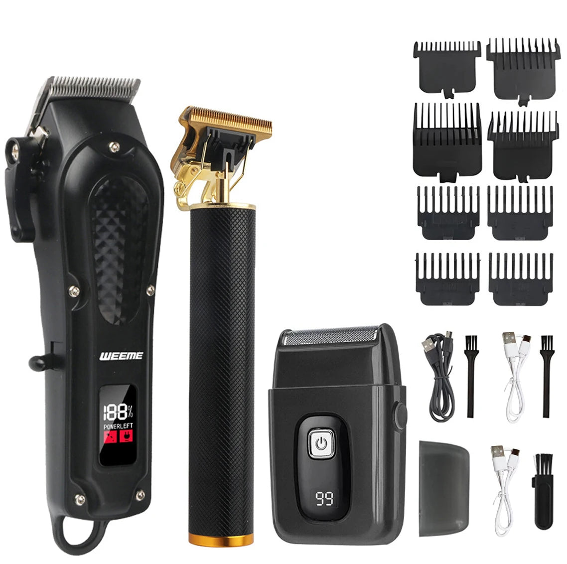 Tondeuse à Cheveux et Barbe T9 Vintage – Kit Rasoir Électrique Professionnel & Tondeuse Nez
