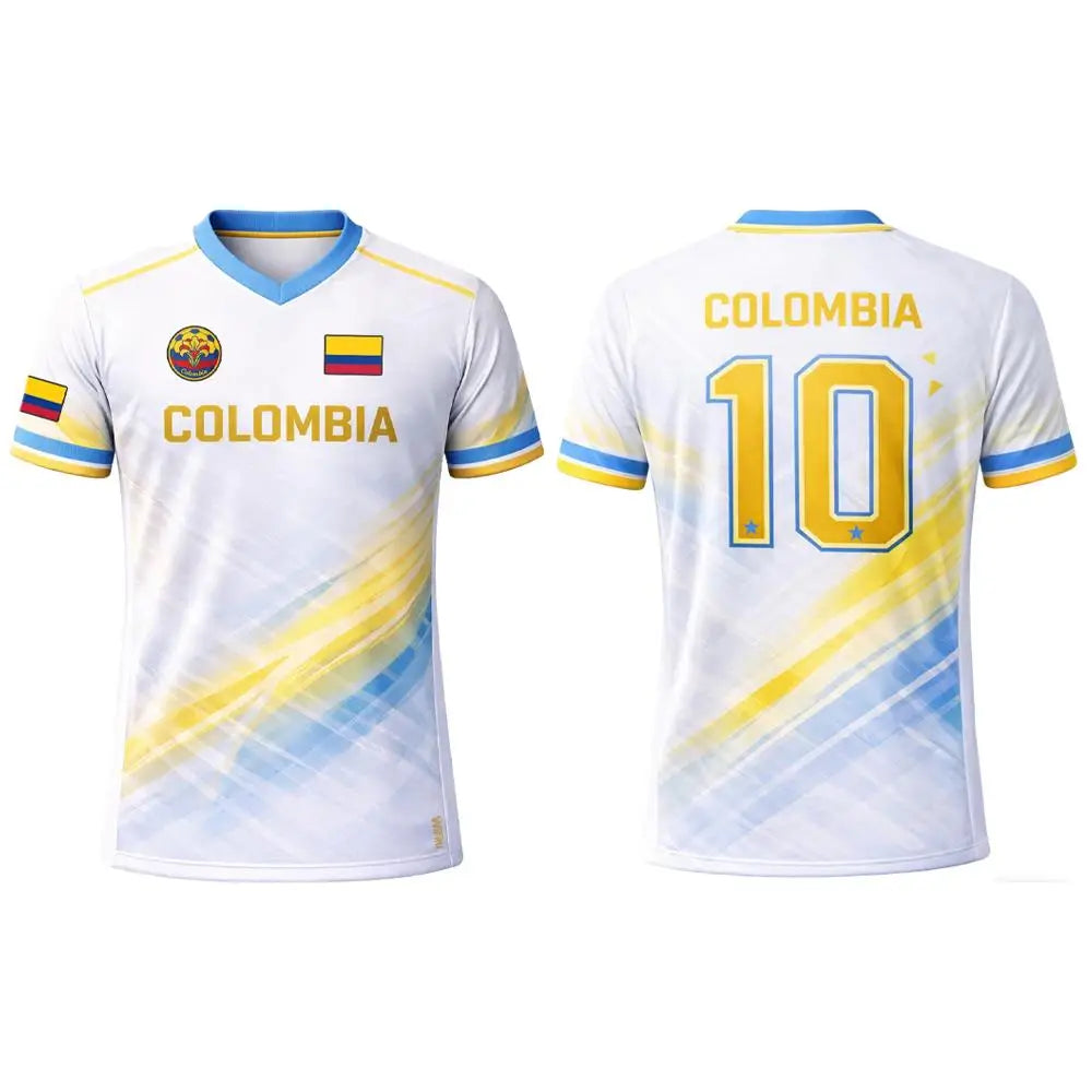 2026 New Columbia Flag Print Soccer Jersey Men's Breathable Sports V-neck T-Shirt Unisex Training Casual Streetwear Fan Gift Top
