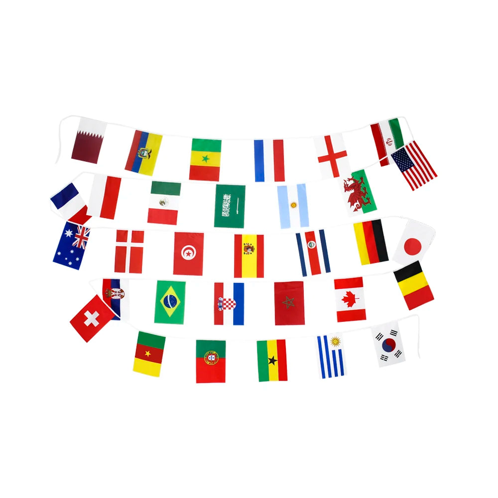 32pcs/set World International String Flag National Banner for Football Game Day Supplies Sport Bar Bunting Decoration
