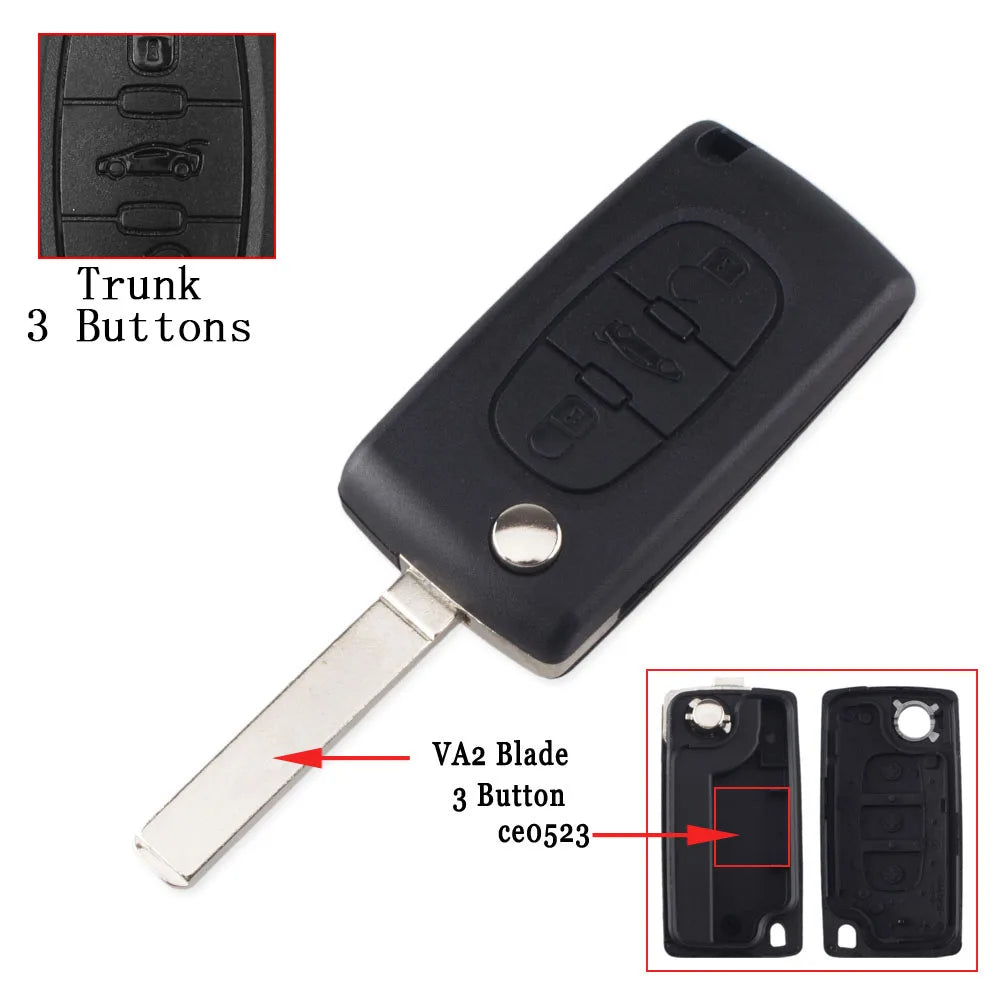 Boîtier de Clé Télécommande pour Peugeot 207, 307, 308, 407 & Citroën C2, C3, C4, C5