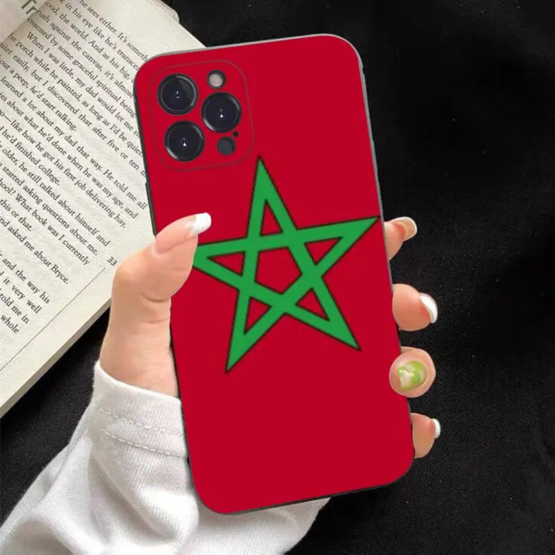 Coque iPhone Drapeau du Maroc en Silicone Souple – Protection Anti-Chocs Ultra-Fine pour Tous Modèles (6 à 14 Pro Max)