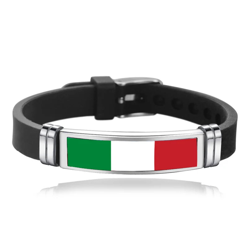 National Flag Bracelet USA France Canada Flags Bangle Adjustable Silicone Sports Bracelets Wristband For Men Jewelry