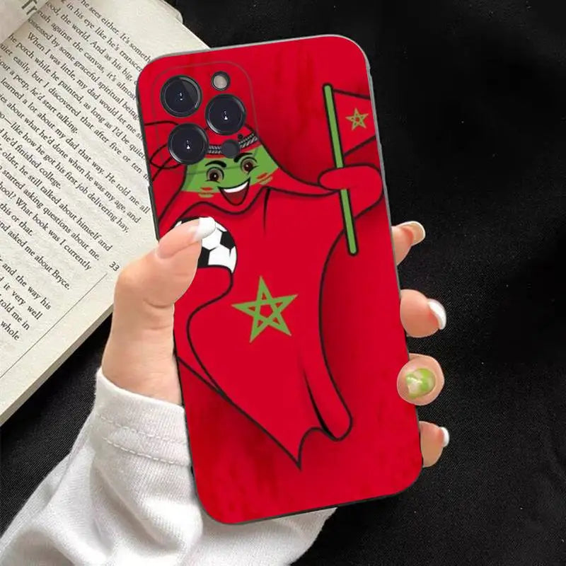 Coque iPhone Drapeau du Maroc en Silicone Souple – Protection Anti-Chocs Ultra-Fine pour Tous Modèles (6 à 14 Pro Max)