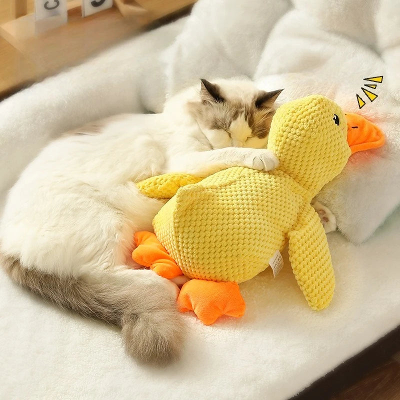 Jouet Canard en Peluche pour Chien – Peluche Résistante aux Morsures avec Nettoyage des Dents et Effet Sonore