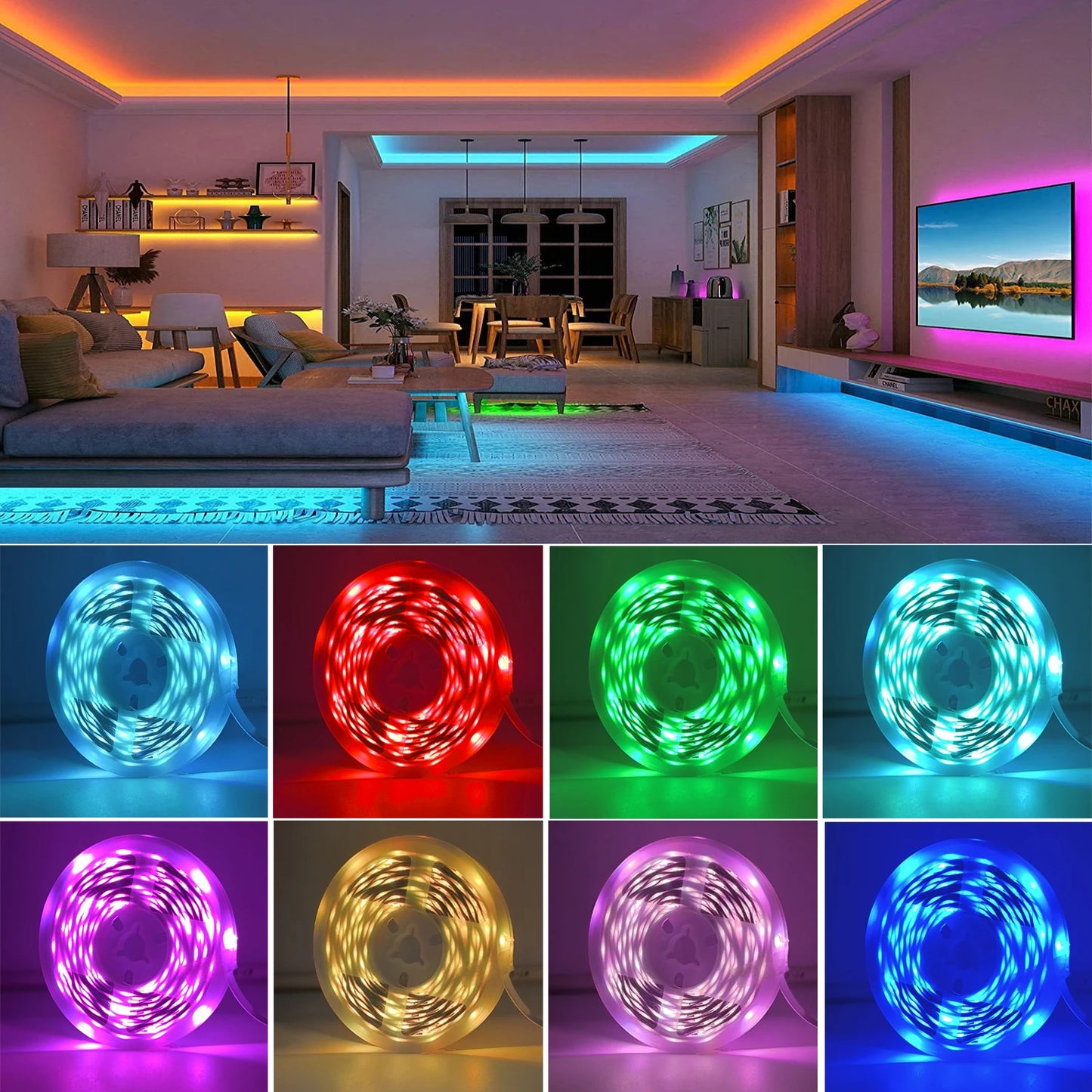 Ruban LED RGB Connecté – Bande Lumineuse Intelligente avec Contrôle par Application & Télécommande pour Décoration Chambre