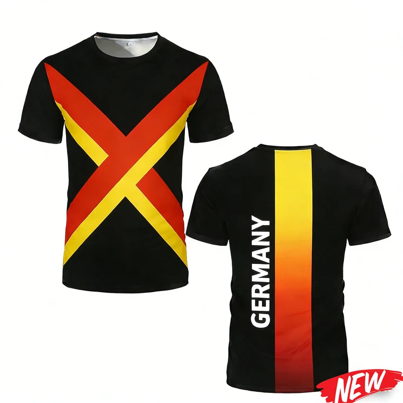 Germany Flag Graphic T Shirt Men Trendy 3D Printed Football sport Jersey Cool Streetwear Short Sleeve Oversized Tee Shirts