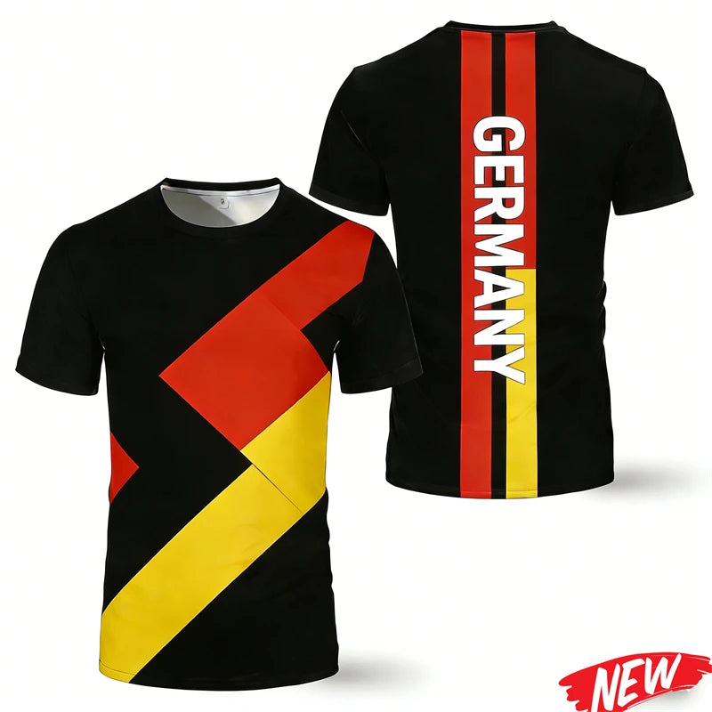 Germany Flag Graphic T Shirt Men Trendy 3D Printed Football sport Jersey Cool Streetwear Short Sleeve Oversized Tee Shirts