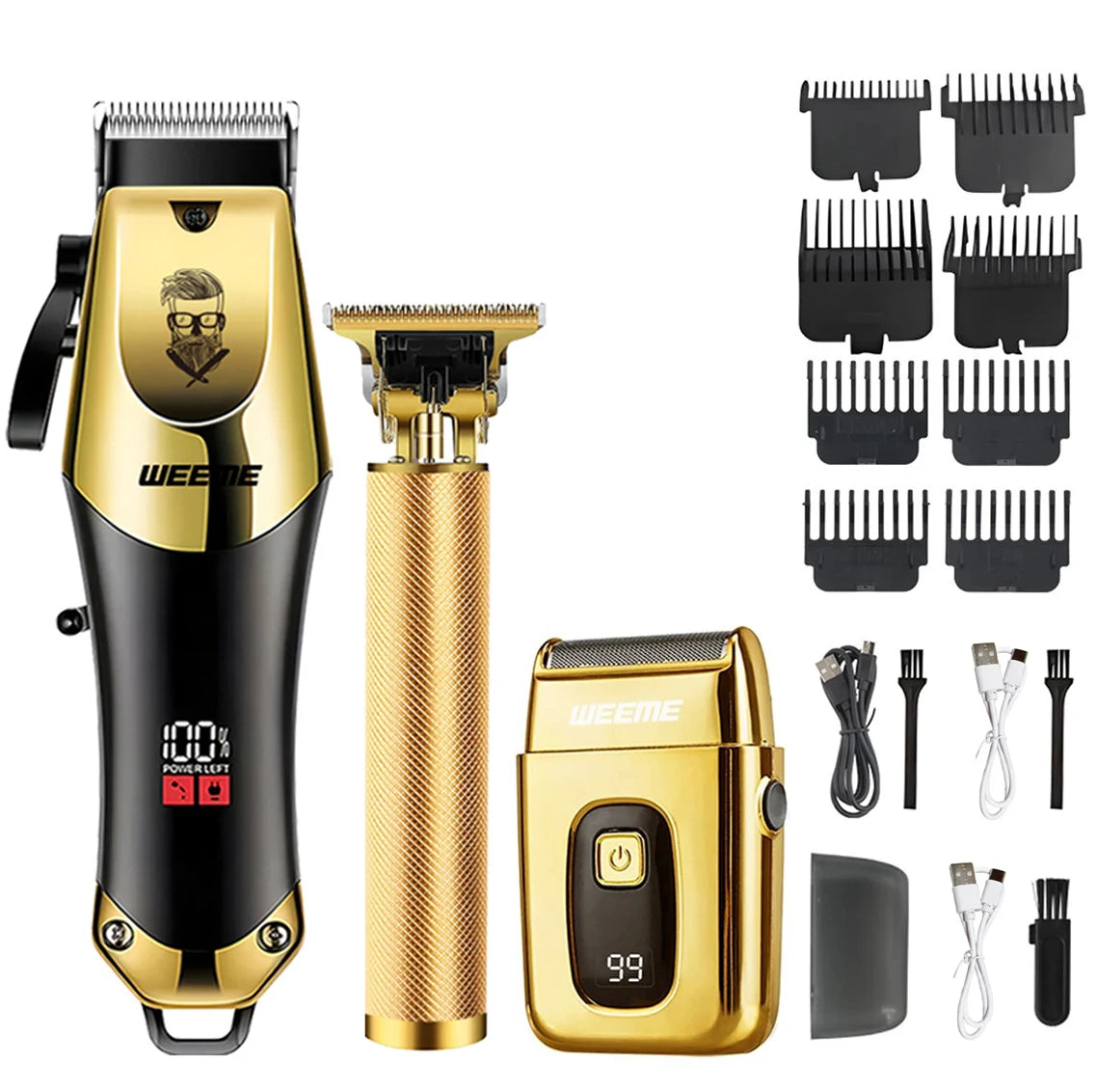 Tondeuse à Cheveux et Barbe T9 Vintage – Kit Rasoir Électrique Professionnel & Tondeuse Nez