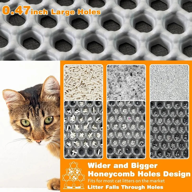 Tapis de Litière pour Chat Double Couche Imperméable – Tapis Récupérateur de Sable Anti-Dérapant et Lavable en EVA