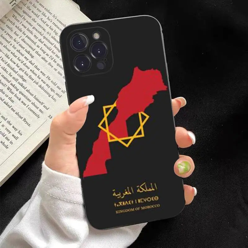 Coque iPhone Drapeau du Maroc en Silicone Souple – Protection Anti-Chocs Ultra-Fine pour Tous Modèles (6 à 14 Pro Max)