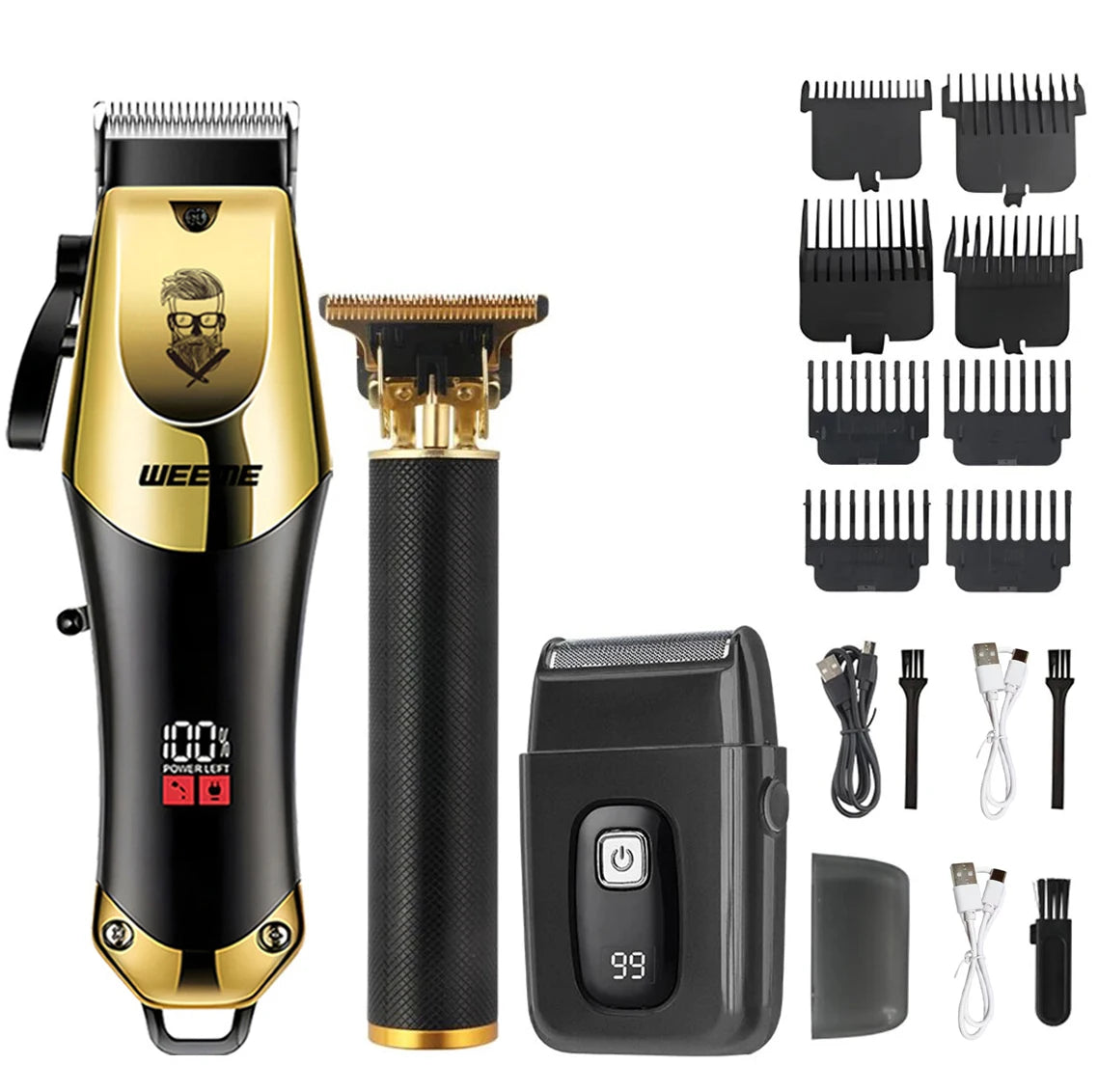 Tondeuse à Cheveux et Barbe T9 Vintage – Kit Rasoir Électrique Professionnel & Tondeuse Nez